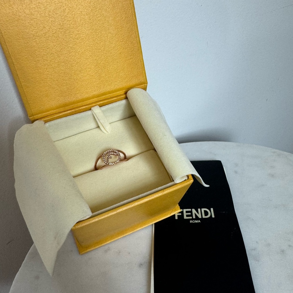 Fendi F is Fendi Metal Strass Oro Rosa Ring